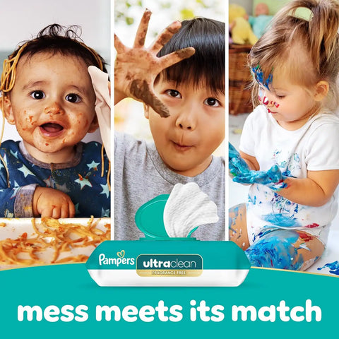 Pampers Ultraclean Baby Wipes (Previously 'Free & Gentle'), 99% Water, Hypoallergenic, Unscented, 100% Plant Based, Plastic-Free, 156 Wipes Total (2X Flip-Top Packs)